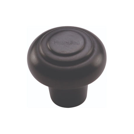 This is an image of a Heritage Brass - Cabinet Knob Round Bead Design 32mm Matt Black Finish, c3985-32-bkmt that is available to order from T.H Wiggans Ironmongery in Kendal.