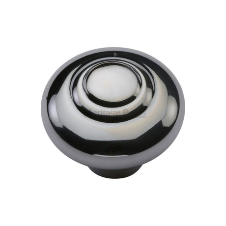 This is an image of a Heritage Brass - Cabinet Knob Round Bead Design 32mm Polished Chrome Finish, c3985-32-pc that is available to order from T.H Wiggans Ironmongery in Kendal.