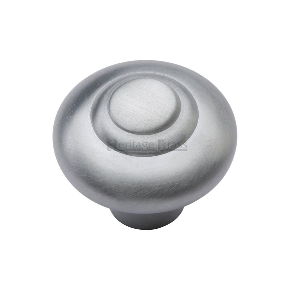 This is an image of a Heritage Brass - Cabinet Knob Round Bead Design 32mm Satin Chrome Finish, c3985-32-sc that is available to order from T.H Wiggans Ironmongery in Kendal.