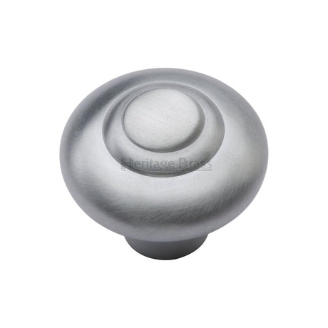 This is an image of a Heritage Brass - Cabinet Knob Round Bead Design 32mm Satin Chrome Finish, c3985-32-sc that is available to order from T.H Wiggans Ironmongery in Kendal.