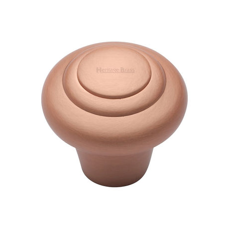 This is an image of a Heritage Brass - Cabinet Knob Round Bead Design 32mm Satin Rose Gold Finish, c3985-32-srg that is available to order from T.H Wiggans Ironmongery in Kendal.