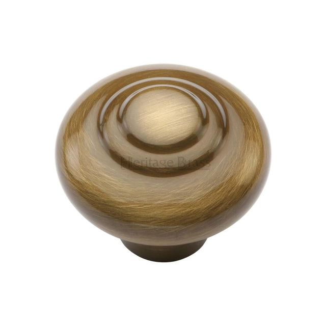 This is an image of a Heritage Brass - Cabinet Knob Round Bead Design 38mm Antique Brass Finish, c3985-38-at that is available to order from T.H Wiggans Ironmongery in Kendal.