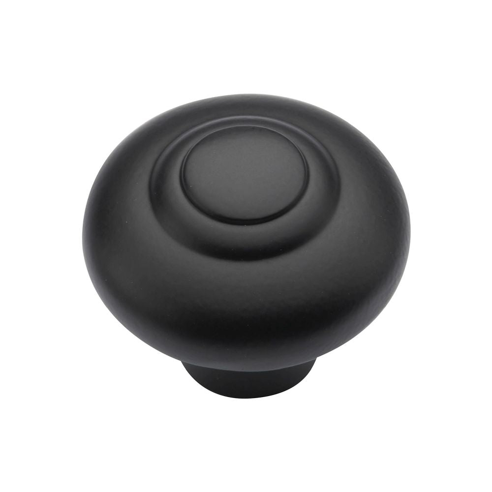 This is an image of a Heritage Brass - Cabinet Knob Round Bead Design 38mm Matt Black Finish, c3985-38-bkmt that is available to order from T.H Wiggans Ironmongery in Kendal.