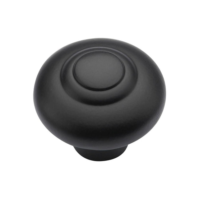 This is an image of a Heritage Brass - Cabinet Knob Round Bead Design 38mm Matt Black Finish, c3985-38-bkmt that is available to order from T.H Wiggans Ironmongery in Kendal.