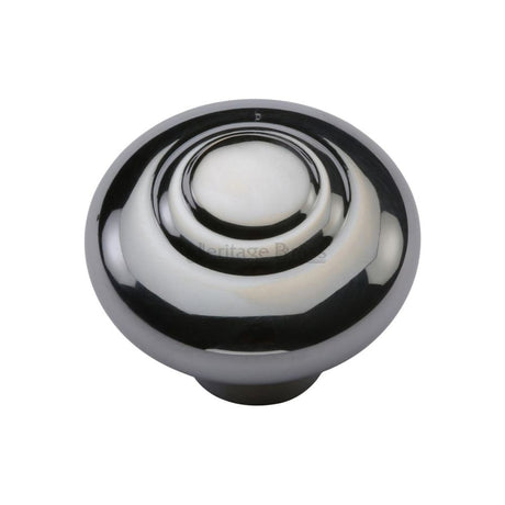 This is an image of a Heritage Brass - Cabinet Knob Round Bead Design 38mm Polished Chrome Finish, c3985-38-pc that is available to order from T.H Wiggans Ironmongery in Kendal.
