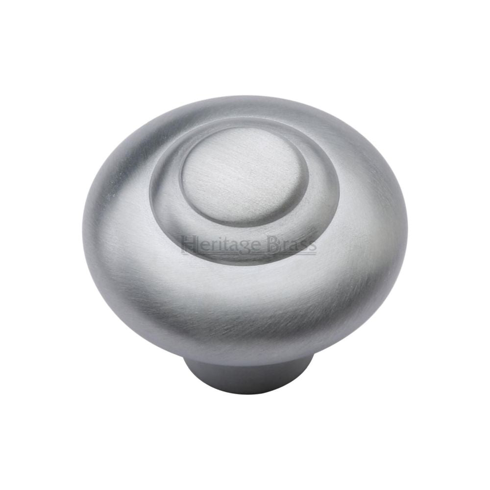 This is an image of a Heritage Brass - Cabinet Knob Round Bead Design 38mm Satin Chrome Finish, c3985-38-sc that is available to order from T.H Wiggans Ironmongery in Kendal.