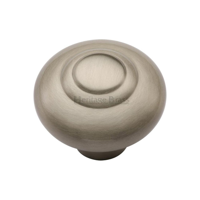 This is an image of a Heritage Brass - Cabinet Knob Round Bead Design 38mm Satin Nickel Finish, c3985-38-sn that is available to order from T.H Wiggans Ironmongery in Kendal.
