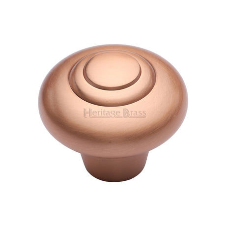 This is an image of a Heritage Brass - Cabinet Knob Round Bead Design 38mm Satin Rose Gold Finish, c3985-38-srg that is available to order from T.H Wiggans Ironmongery in Kendal.
