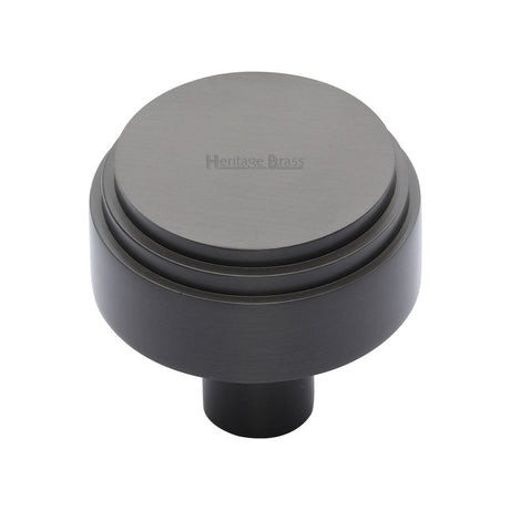 This is an image of a Heritage Brass - Cabinet Knob Round Deco Design 32mm Matt Bronze Finish, c3987-32-mb that is available to order from T.H Wiggans Ironmongery in Kendal.