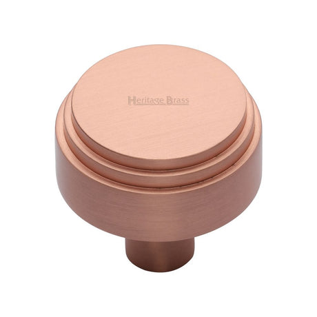 This is an image of a Heritage Brass - Cabinet Knob Round Deco Design 32mm Satin Rose Gold Finish, c3987-32-srg that is available to order from T.H Wiggans Ironmongery in Kendal.