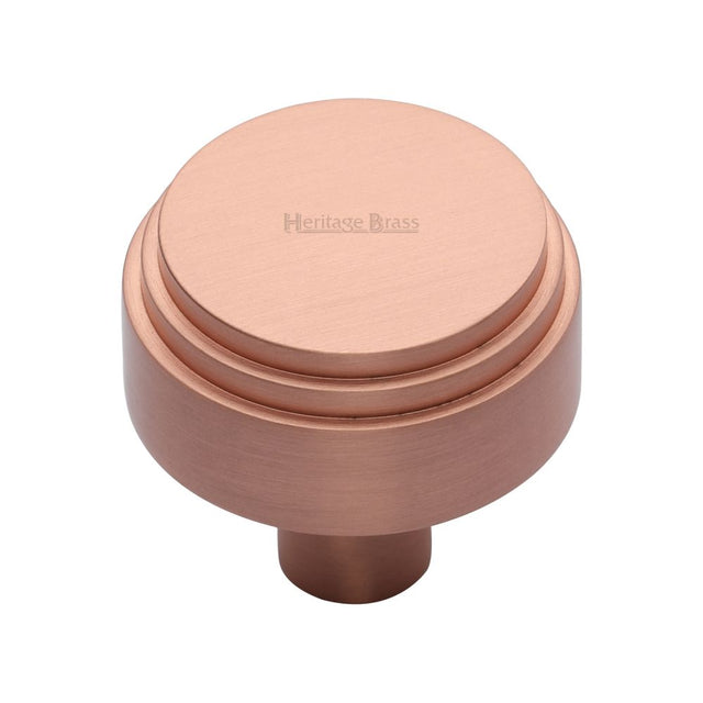 This is an image of a Heritage Brass - Cabinet Knob Round Deco Design 32mm Satin Rose Gold Finish, c3987-32-srg that is available to order from T.H Wiggans Ironmongery in Kendal.
