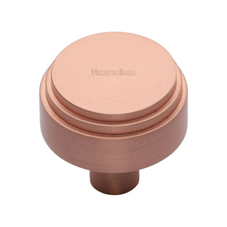 This is an image of a Heritage Brass - Cabinet Knob Round Deco Design 38mm Satin Rose Gold Finish, c3987-38-srg that is available to order from T.H Wiggans Ironmongery in Kendal.