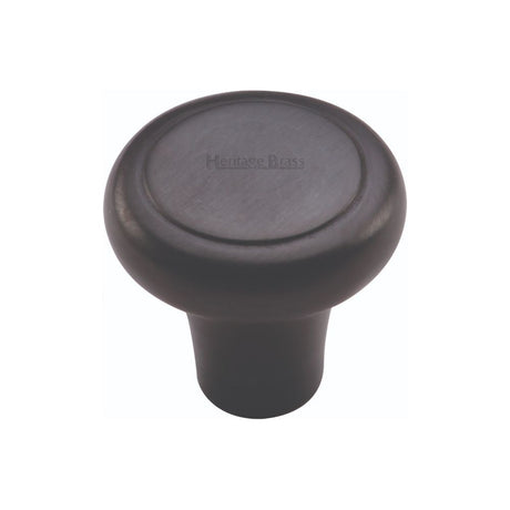 This is an image of a Heritage Brass - Cabinet Knob Round Edge Design 32mm Matt Black Finish, c3990-32-bkmt that is available to order from T.H Wiggans Ironmongery in Kendal.