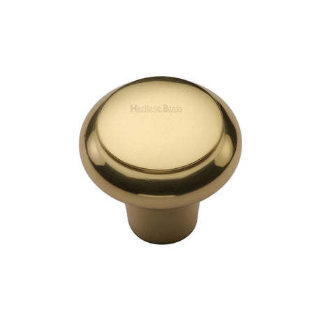 This is an image of a Heritage Brass - Cabinet Knob Round Edge Design 32mm Polished Brass Finish, c3990-32-pb that is available to order from T.H Wiggans Ironmongery in Kendal.