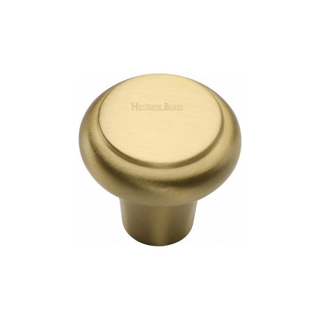 This is an image of a Heritage Brass - Cabinet Knob Round Edge Design 32mm Satin Brass Finish, c3990-32-sb that is available to order from T.H Wiggans Ironmongery in Kendal.