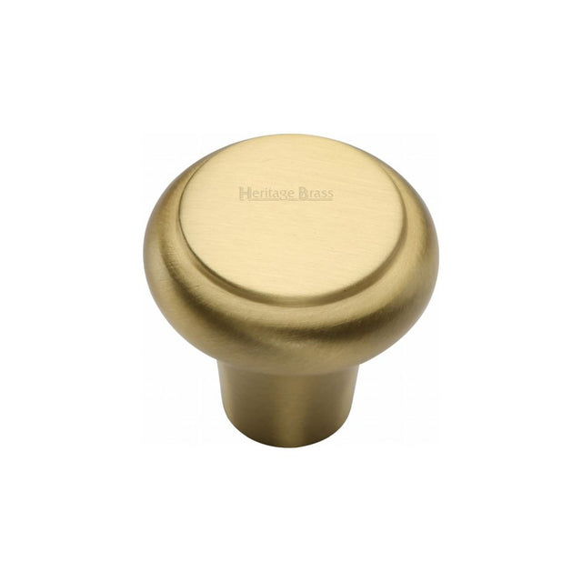 This is an image of a Heritage Brass - Cabinet Knob Round Edge Design 32mm Satin Brass Finish, c3990-32-sb that is available to order from T.H Wiggans Ironmongery in Kendal.