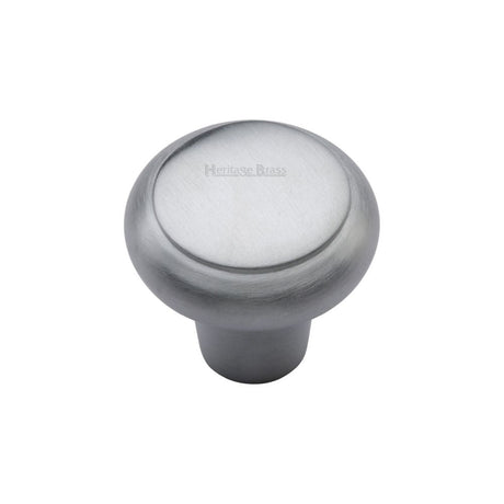 This is an image of a Heritage Brass - Cabinet Knob Round Edge Design 32mm Satin Chrome Finish, c3990-32-sc that is available to order from T.H Wiggans Ironmongery in Kendal.