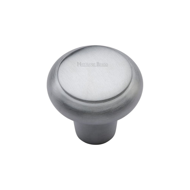 This is an image of a Heritage Brass - Cabinet Knob Round Edge Design 32mm Satin Chrome Finish, c3990-32-sc that is available to order from T.H Wiggans Ironmongery in Kendal.