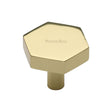 This is an image of a Heritage Brass - Cabinet Knob Hexagon Design 32mm Polished Brass Finish, c4344-32-pb that is available to order from T.H Wiggans Ironmongery in Kendal.