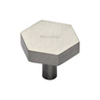 This is an image of a Heritage Brass - Cabinet Knob Hexagon Design 32mm Satin Nickel Finish, c4344-32-sn that is available to order from T.H Wiggans Ironmongery in Kendal.