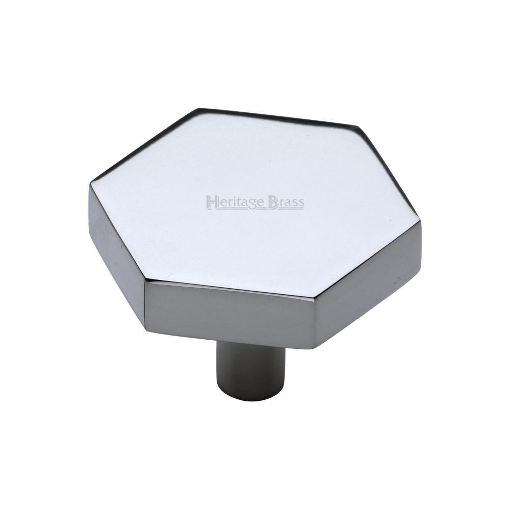 This is an image of a Heritage Brass - Cabinet Knob Hexagon Design 38mm Polished Chrome Finish, c4344-38-pc that is available to order from T.H Wiggans Ironmongery in Kendal.