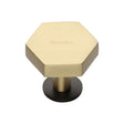 This is an image of a Heritage Brass - Cabinet Knob Hexagon Design with Rose 32mm Matt Bronze/Satin Bra, c4345-32-bsb that is available to order from T.H Wiggans Ironmongery in Kendal.