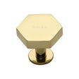 This is an image of a Heritage Brass - Cabinet Knob Hexagon Design with Rose 32mm Polished Brass Finish, c4345-32-pb that is available to order from T.H Wiggans Ironmongery in Kendal.
