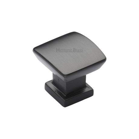 This is an image of a Heritage Brass - Cabinet Knob Plinth Square Design with base 25mm Matt Bronze Fi, c4382-25-mb that is available to order from T.H Wiggans Ironmongery in Kendal.