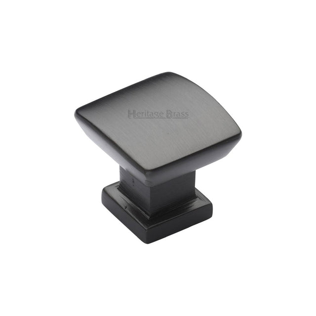 This is an image of a Heritage Brass - Cabinet Knob Plinth Square Design with base 25mm Matt Bronze Fi, c4382-25-mb that is available to order from T.H Wiggans Ironmongery in Kendal.