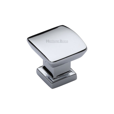 This is an image of a Heritage Brass - Cabinet Knob Plinth Square Design with base 25mm Polished Chrome Fi, c4382-25-pc that is available to order from T.H Wiggans Ironmongery in Kendal.