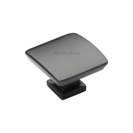 This is an image of a Heritage Brass - Cabinet Knob Plinth Square Design with base 35mm Matt Bronze Fi, c4382-35-mb that is available to order from T.H Wiggans Ironmongery in Kendal.