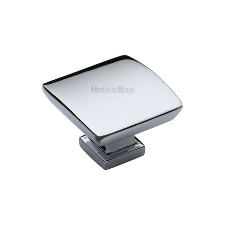 This is an image of a Heritage Brass - Cabinet Knob Plinth Square Design with base 35mm Polished Chrome Fi, c4382-35-pc that is available to order from T.H Wiggans Ironmongery in Kendal.
