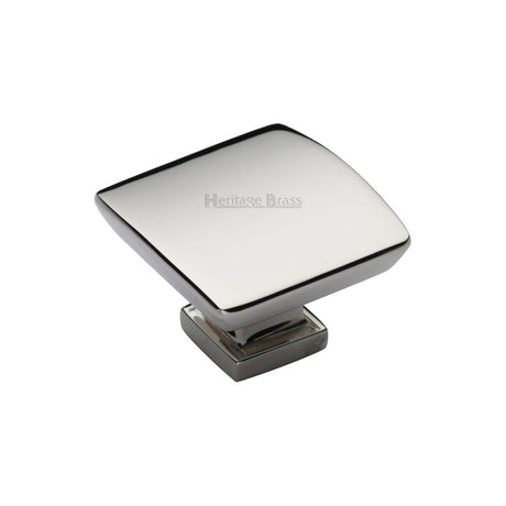 This is an image of a Heritage Brass - Cabinet Knob Plinth Square Design with base 35mm Polished Nickel Fi, c4382-35-pnf that is available to order from T.H Wiggans Ironmongery in Kendal.