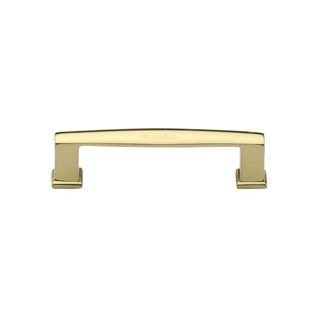 This is an image of a Heritage Brass - Cabinet Pull Vintage Design 102mm CTC Polished Brass Finish, c4384-102-pb that is available to order from T.H Wiggans Ironmongery in Kendal.