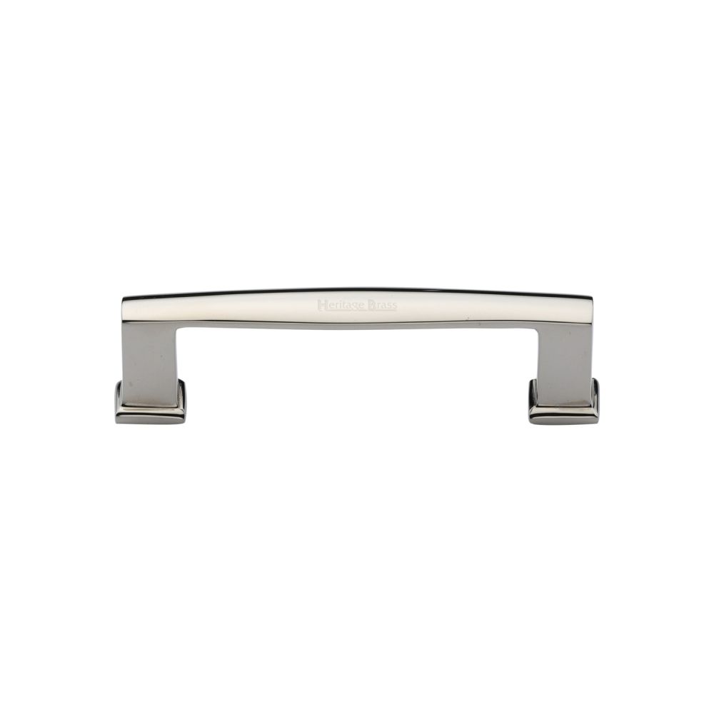 This is an image of a Heritage Brass - Cabinet Pull Vintage Design 102mm CTC Polished Nickel Finish, c4384-102-pnf that is available to order from T.H Wiggans Ironmongery in Kendal.