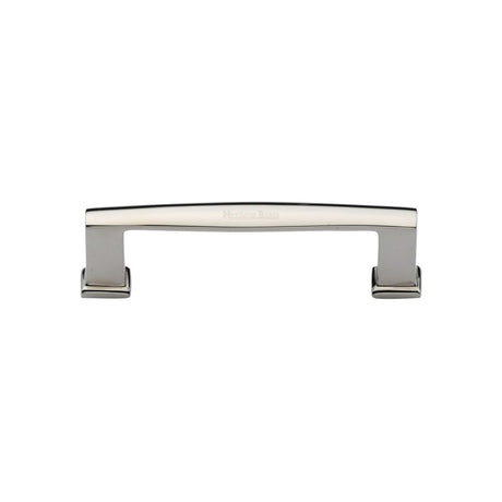This is an image of a Heritage Brass - Cabinet Pull Vintage Design 102mm CTC Polished Nickel Finish, c4384-102-pnf that is available to order from T.H Wiggans Ironmongery in Kendal.