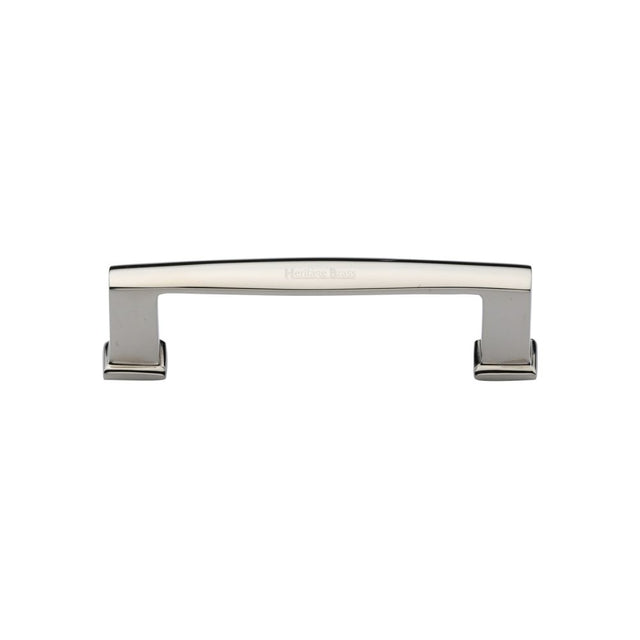 This is an image of a Heritage Brass - Cabinet Pull Vintage Design 102mm CTC Polished Nickel Finish, c4384-102-pnf that is available to order from T.H Wiggans Ironmongery in Kendal.