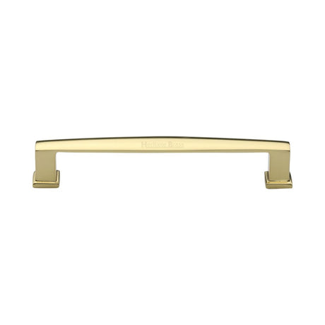 This is an image of a Heritage Brass - Cabinet Pull Vintage Design 152mm CTC Polished Brass Finish, c4384-152-pb that is available to order from T.H Wiggans Ironmongery in Kendal.