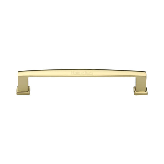 This is an image of a Heritage Brass - Cabinet Pull Vintage Design 152mm CTC Polished Brass Finish, c4384-152-pb that is available to order from T.H Wiggans Ironmongery in Kendal.