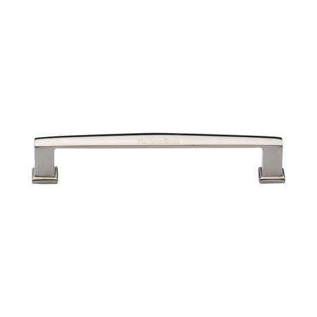 This is an image of a Heritage Brass - Cabinet Pull Vintage Design 152mm CTC Polished Nickel Finish, c4384-152-pnf that is available to order from T.H Wiggans Ironmongery in Kendal.