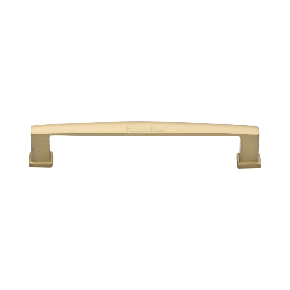 This is an image of a Heritage Brass - Cabinet Pull Vintage Design 152mm CTC Satin Brass Finish, c4384-152-sb that is available to order from T.H Wiggans Ironmongery in Kendal.