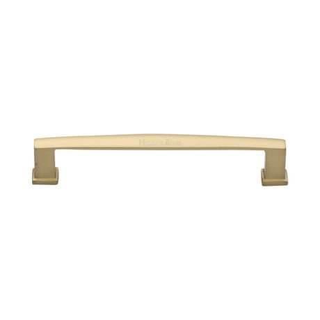 This is an image of a Heritage Brass - Cabinet Pull Vintage Design 152mm CTC Satin Brass Finish, c4384-152-sb that is available to order from T.H Wiggans Ironmongery in Kendal.
