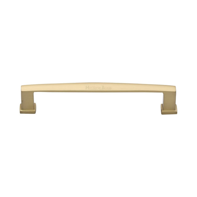 This is an image of a Heritage Brass - Cabinet Pull Vintage Design 152mm CTC Satin Brass Finish, c4384-152-sb that is available to order from T.H Wiggans Ironmongery in Kendal.