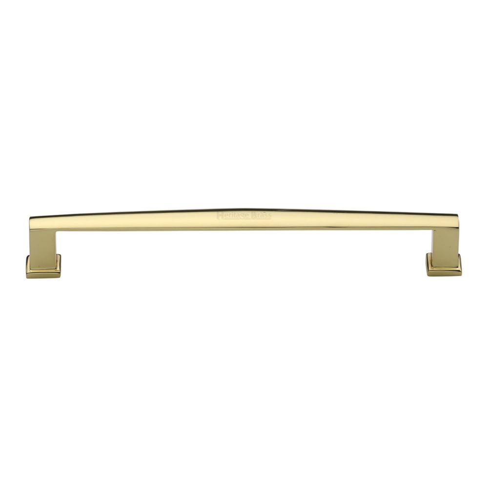 This is an image of a Heritage Brass - Cabinet Pull Vintage Design 203mm CTC Polished Brass Finish, c4384-203-pb that is available to order from T.H Wiggans Ironmongery in Kendal.