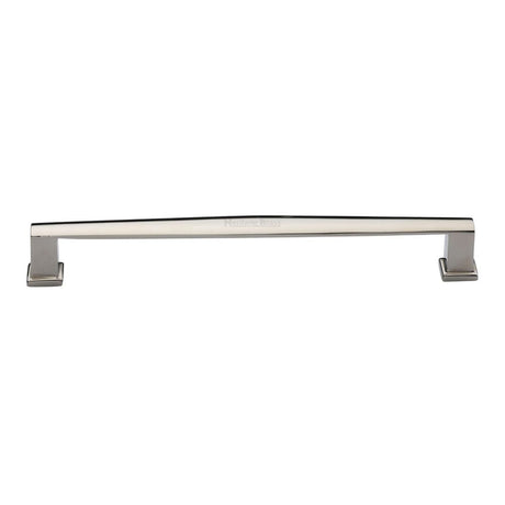 This is an image of a Heritage Brass - Cabinet Pull Vintage Design 203mm CTC Polished Nickel Finish, c4384-203-pnf that is available to order from T.H Wiggans Ironmongery in Kendal.