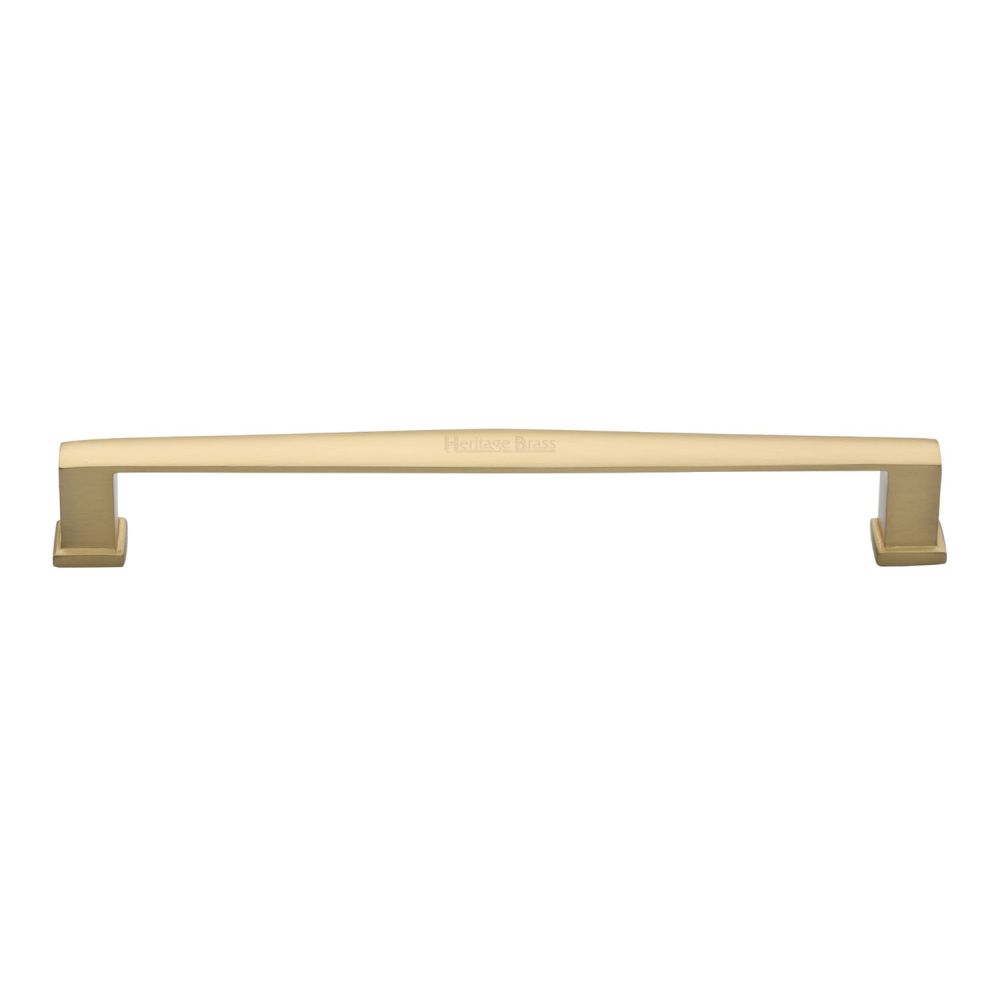This is an image of a Heritage Brass - Cabinet Pull Vintage Design 203mm CTC Satin Brass Finish, c4384-203-sb that is available to order from T.H Wiggans Ironmongery in Kendal.