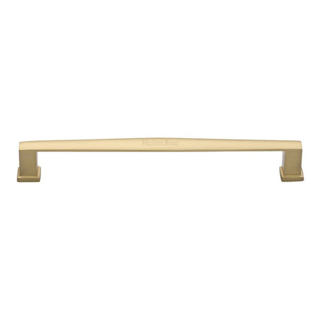 This is an image of a Heritage Brass - Cabinet Pull Vintage Design 203mm CTC Satin Brass Finish, c4384-203-sb that is available to order from T.H Wiggans Ironmongery in Kendal.