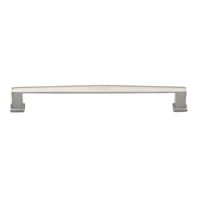 This is an image of a Heritage Brass - Cabinet Pull Vintage Design 203mm CTC Satin Nickel Finish, c4384-203-sn that is available to order from T.H Wiggans Ironmongery in Kendal.