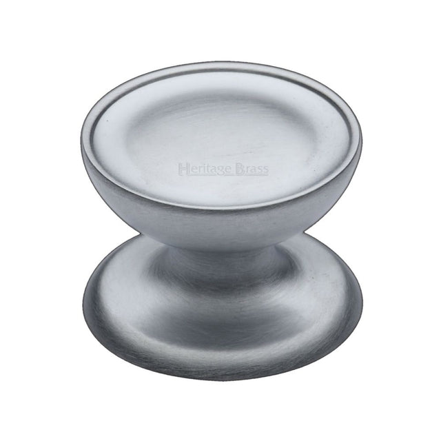 This is an image of a Heritage Brass - Cabinet Knob Surrey Design 38mm Satin Chrome Finish, c4386-38-sc that is available to order from T.H Wiggans Ironmongery in Kendal.