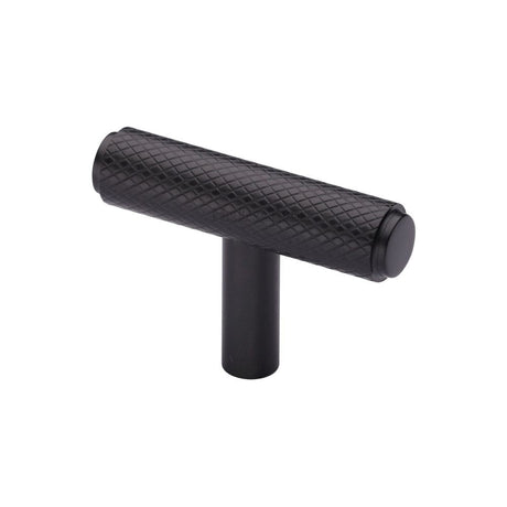 This is an image of a Heritage Brass - Cabinet Knob Knurled T-Bar Design 45mm Matt Bronze Finish, c4415-mb that is available to order from T.H Wiggans Ironmongery in Kendal.